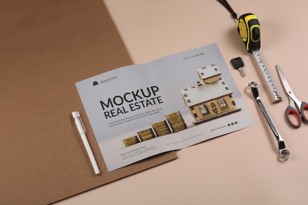 PSD mockup-design für immobilien-flyer