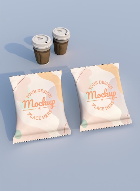 Mockup-design für kaffeepulververpackungen