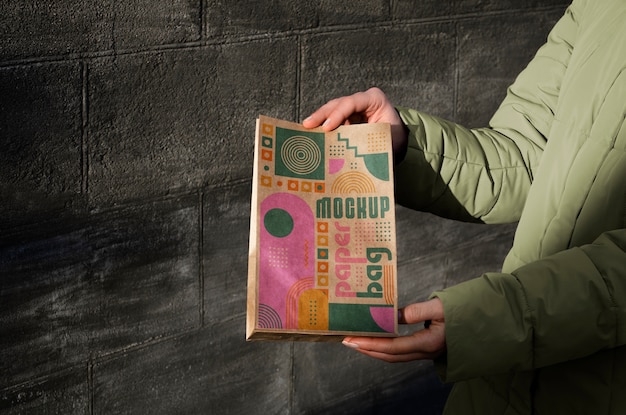 Mockup-Design für kleine Papiertüten