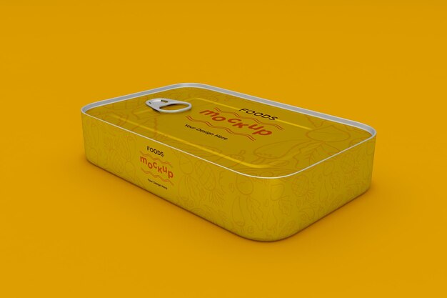 Mockup-Design für Lebensmittelverpackungen aus Metallzinn PSD