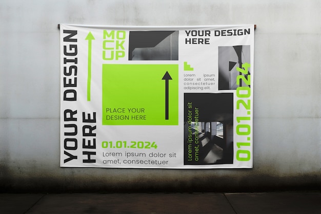 Mockup-design für textile banner