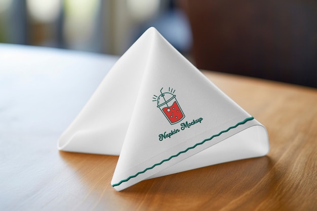 Mockup-Design mit gesticktem Serviett