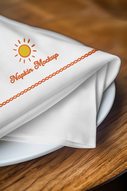 Mockup-Design mit gesticktem Serviett