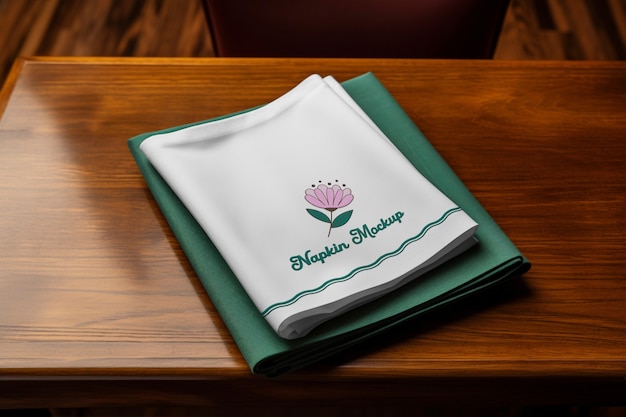 Mockup-Design mit gesticktem Serviett