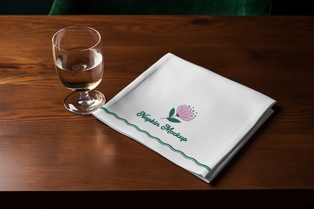 Mockup-Design mit gesticktem Serviett