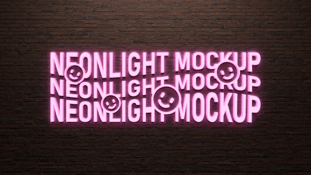 PSD mockup-design mit neon-logo-effekt