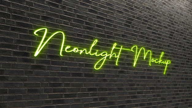 Mockup-design mit neon-logo-effekt