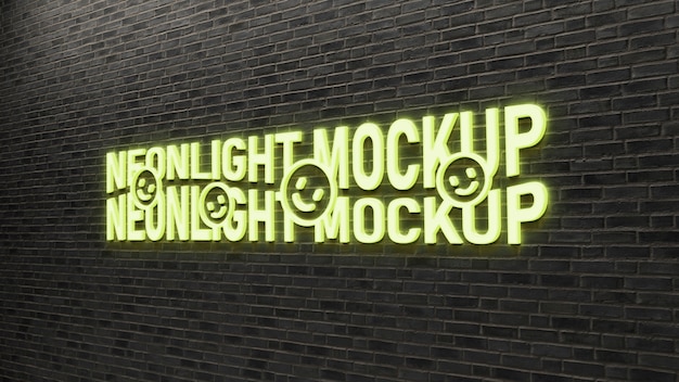 Mockup-Design mit Neon-Logo-Effekt