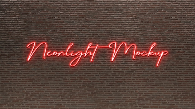 Mockup-design mit neon-logo-effekt