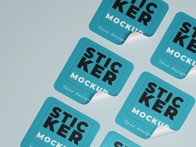 Mockup di adesivi quadrati