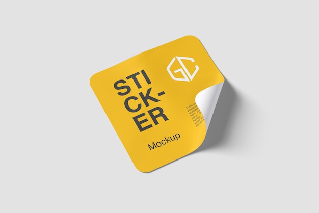 Mockup di adesivo quadrato giallo