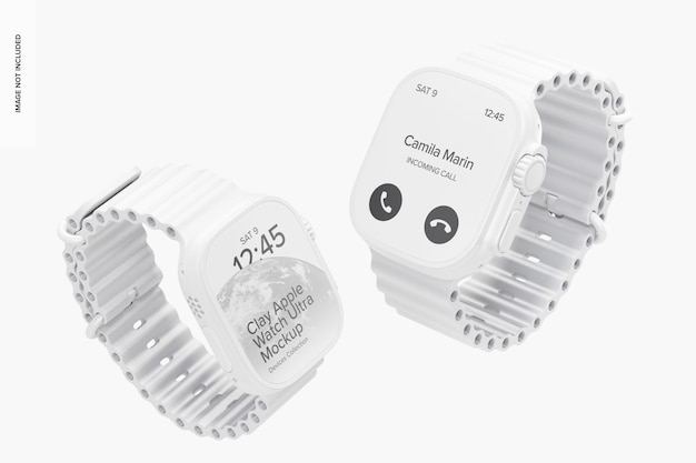 Mockup di Apple Watch Ultra in argilla, galleggiante 02