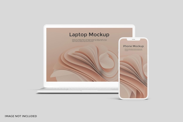 Mockup di argilla per laptop e smartphone con vista frontale