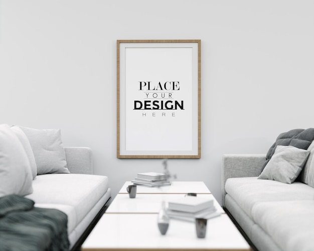 mockup di arte della parete, cornice in tela nel soggiorno