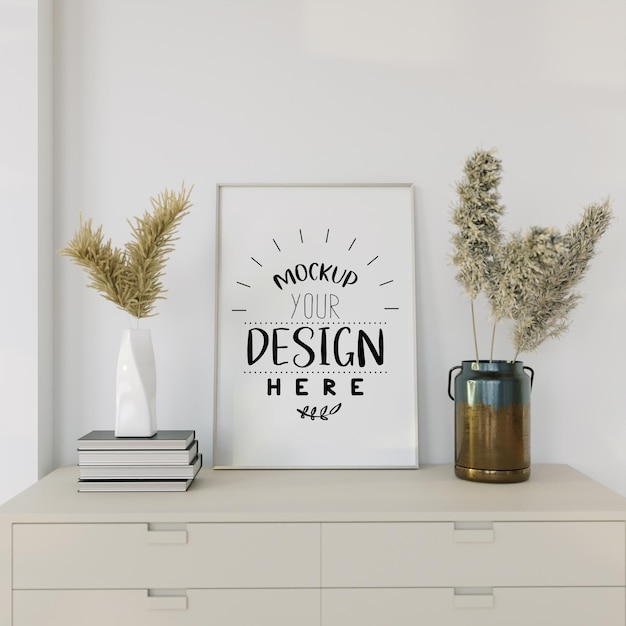 mockup di arte della parete, tela o cornice in soggiorno