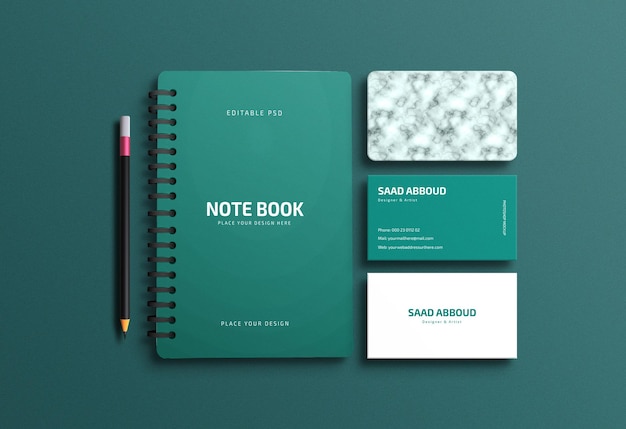 Mockup di articoli di cancelleria