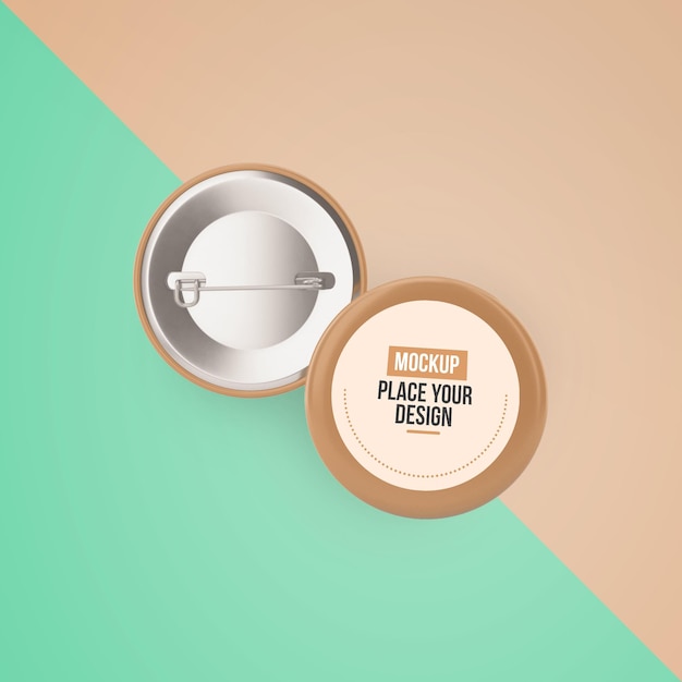 Mockup di badge con bottone a spillo