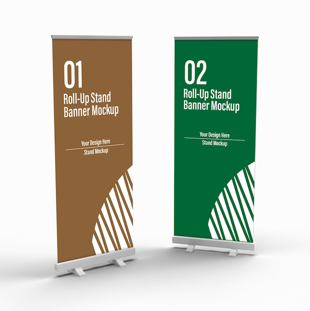 Mockup di banner arrotolato in prospettiva