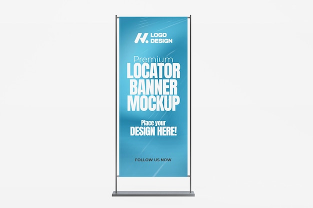 Mockup di banner di localizzatore premium renderizzato in 3D per pubblicità e promozione