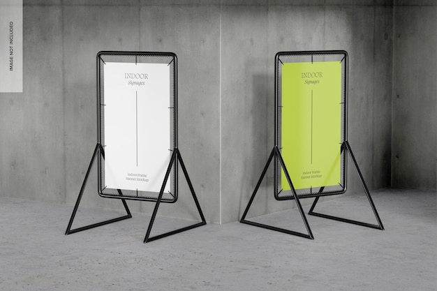 Mockup di banner per cornice interna, vista laterale