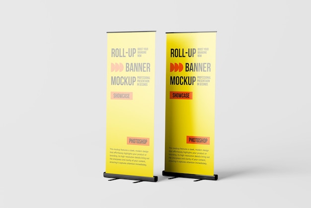 Mockup di banner rotolante per vetrina professionale
