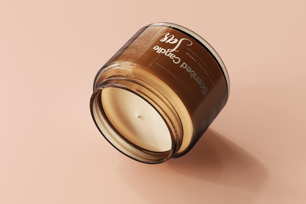 Mockup di barattolo di candela in vetro ambrato