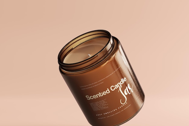 Mockup di barattolo di candela in vetro ambrato