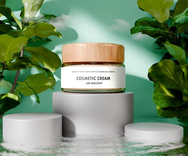 Mockup di barattolo di crema cosmetica perfetto per le vetrine dei prodotti per la cura della pelle