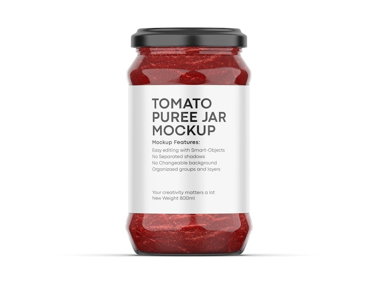 PSD mockup di barattolo di purè di pomodoro