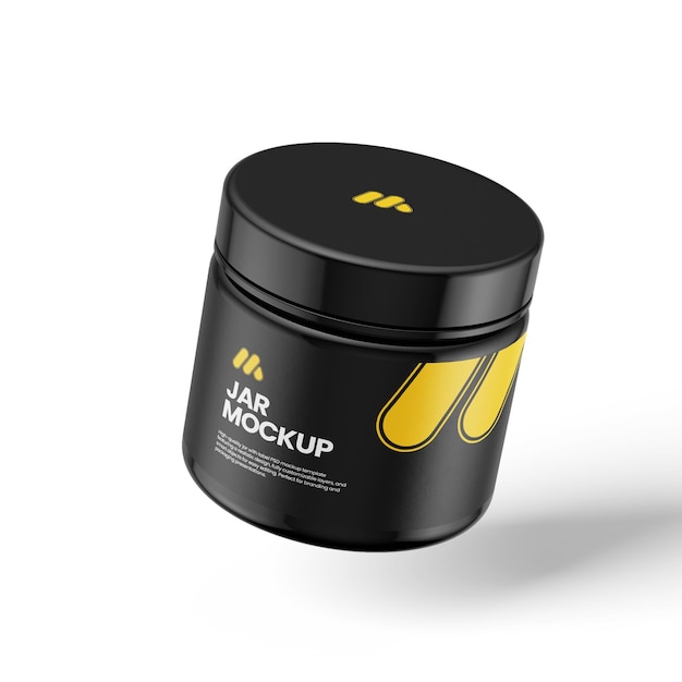 Mockup di barattolo nero per l'imballaggio di prodotti cosmetici o di bellezza