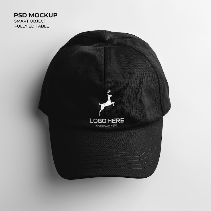 Mockup di berretto di baseball nero con logo
