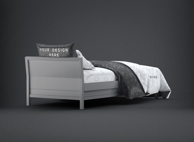 Mockup di biancheria da letto singola