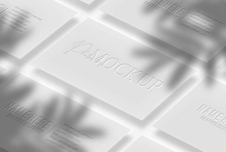PSD mockup di biglietti da visita in rilievo bianco su vista prospettica