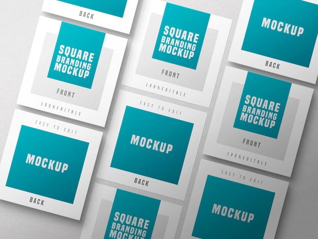 Mockup di biglietti da visita quadrati multipli