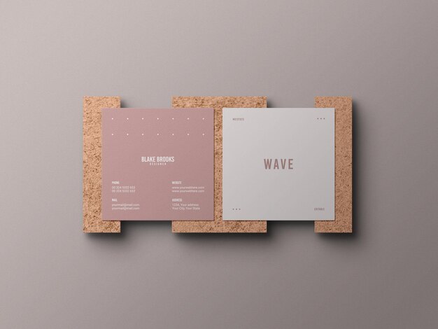 Mockup di biglietti da visita quadrati