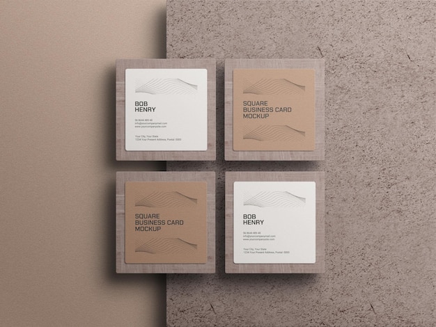 Mockup di biglietti da visita quadrati