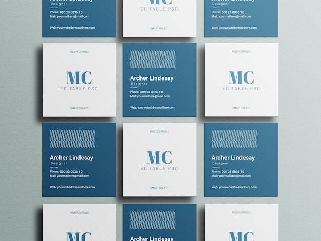 Mockup di biglietti da visita quadrati