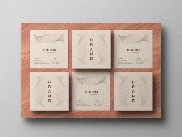 Mockup di biglietti da visita quadrati