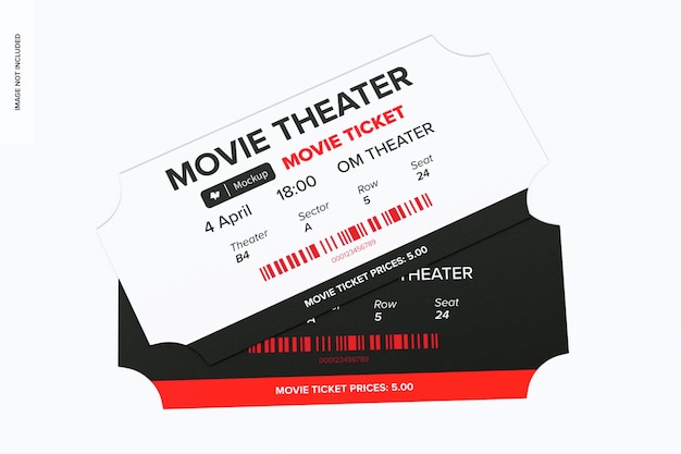 Mockup di biglietti per il cinema impilati