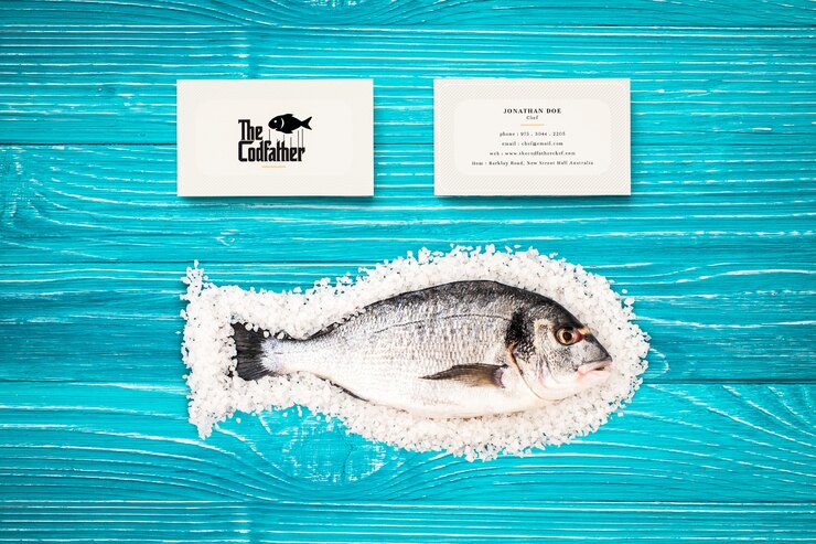 PSD mockup di biglietto da visita del ristorante di frutti di mare