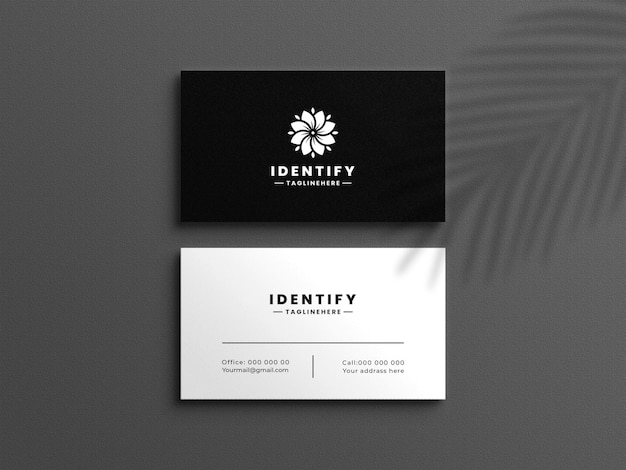 Mockup di biglietto da visita minimalista in bianco e nero