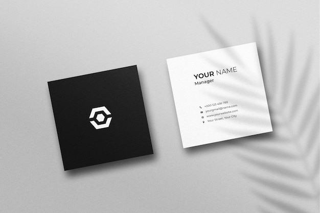 Mockup di biglietto da visita quadrato con ombra
