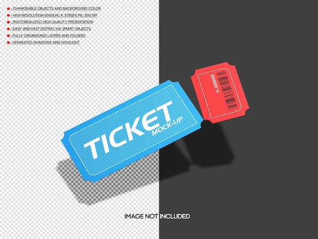 Mockup di biglietto realistico psd