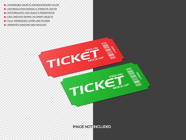 Mockup di biglietto realistico psd