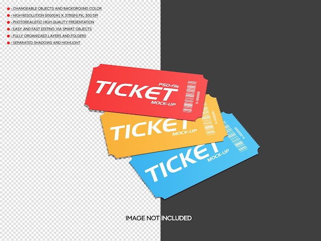 Mockup di biglietto realistico psd