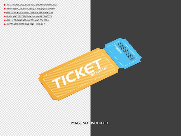 Mockup di biglietto realistico psd