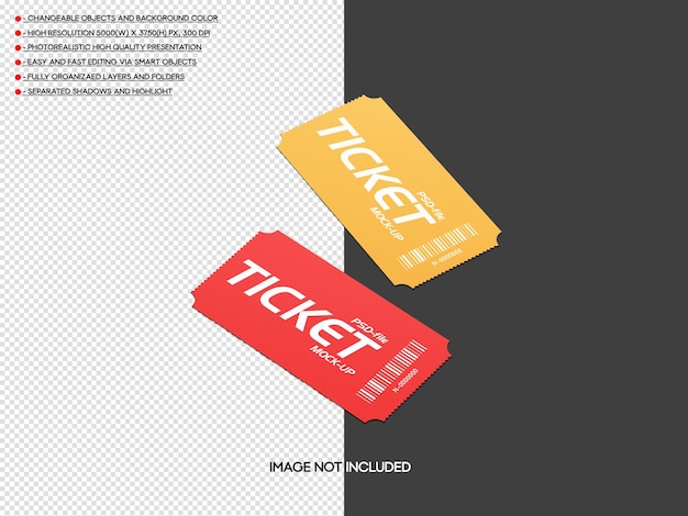 Mockup di biglietto realistico psd