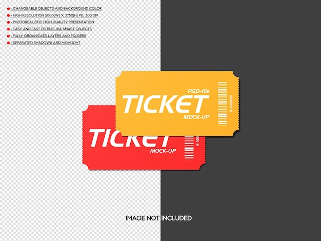 Mockup di biglietto realistico psd