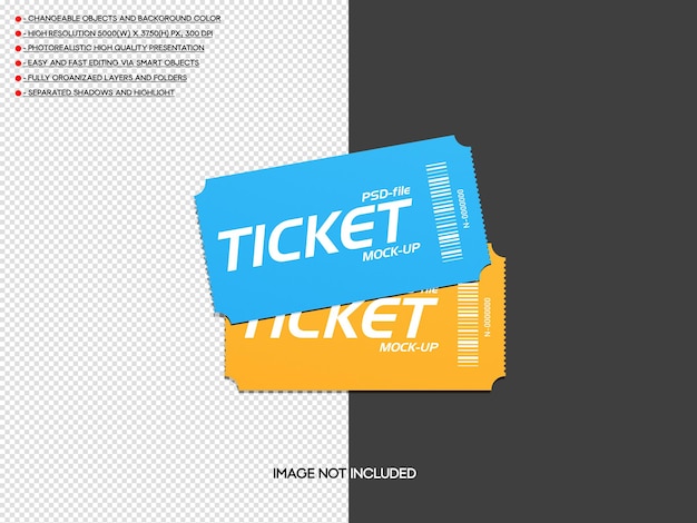 Mockup di biglietto realistico psd