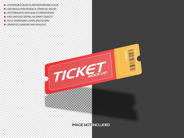 Mockup di biglietto realistico psd